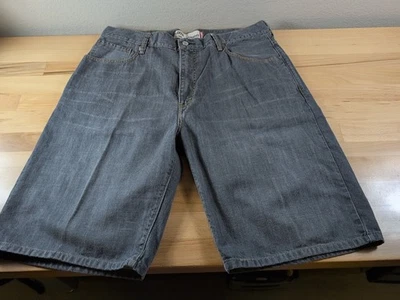 Shorts jeans masculino Levis 569 36x11 cinza solto reto jeans zíper mosca ajuste relaxado - Imagem 1 de 4