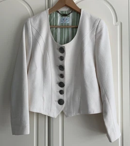 Tyrol Trachten Cream Scoop Neck - Thick Buttoned Smart Jacket by M &G UK 12 - Picture 1 of 9