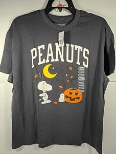 Camiseta para mujer Peanuts Snoopy Halloween talla mediana gris oscuro calabaza fantasma nueva con etiquetas - Imagen 1 de 4