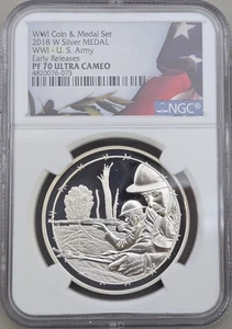 2018 W Silver Medal WWI U.S. Army NGC PF 70 Ultra Cameo Early Releases - Bild 1 von 4