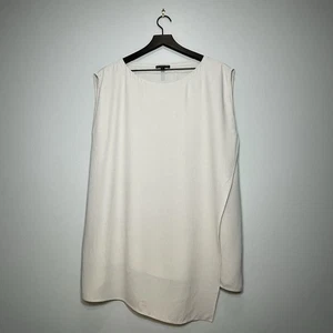 Top de seda asimétrica sin mangas marfil EILEEN FISHER para mujer talla mediana pequeña - Imagen 1 de 6