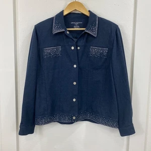 Alfred Dunner Damen Top Größe 16P Blau Stretchig Langarm Knopfleiste - Bild 1 von 9
