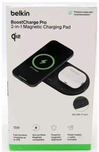 Belkin BoostCharge Pro 2-in-1 Magnetic Wireless Charging Pad with Qi2 15W Black - Picture 1 of 3