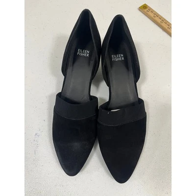 Zapatos Eileen Fisher Negro Gamuza DOrsay Tacones de Cuña Talla 11 M Foto 1 de 4