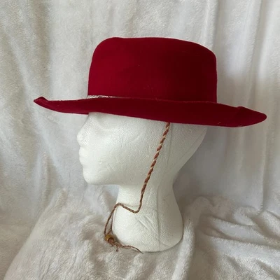 Sombrero de vaquero rojo vintage para niños Halloween teatro barbilla correa Foto 1 de 4