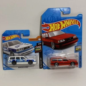 Hot Wheels Lot Of 2 Volvo 850 Estate Touring Cars 1/64 w 1 Short Card White Red - Picture 1 of 6