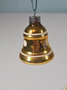 Campana vintage 2" SHINY BRITE vetro mercurio a righe ornamento natalizio oro bianco - Foto 1 di 4