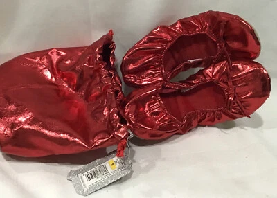 Zapatillas planas de ballet Xhilaration Jrs rojas brillantes metálicas con bolsa talla S 5-6 Navidad Foto 1 de 4