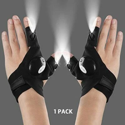 AOYOO LED Flashlight Gloves, Tactical Fingerless 2 Pair