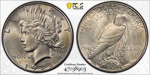 1935 Peace Silber Dollar PCGS AU58 Gold Shield Lovely Look Everyman Better Date - Bild 1 von 9