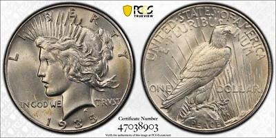 Dólar de plata Peace 1935 graduación profesional escudo de oro aspecto encantador Everyman mejor fecha Foto 1 de 4