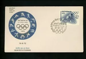 Postal History FDC #554-555 India SET OF 2 , 1972 Olympic sports field hockey - Picture 1 of 4