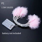 LED Fluffy Feather Fairy String Lights Battery Operated Bedroom Home Decoration