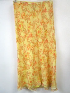 CHADWICK'S YELLOW FLORAL DESIGN TIERED STRETCHY WAIST SKIRT SIZE 10P - Picture 1 of 5