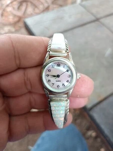 Vintage Zuni Native American Sterling Silver Quartz Watch Opal Inlay Watch - Picture 1 of 5