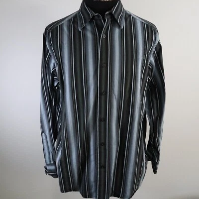 Concepts by Claiborne 衬衫男式大号休闲纽扣蓝色条纹长袖 — 第 1/4 张图片