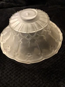 Art Deco Frosted Glass Chandelier Shade Vtg Clear Ceiling Light Fixture Antique - Picture 1 of 13