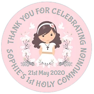 48 Personalised Party Bag Stickers 1st Holy Communion 40mm Sweet Cone Labels