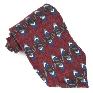 GJ CAHN Red Geometric Tie 100% Silk Made In USA Vintage Necktie - Picture 1 of 5