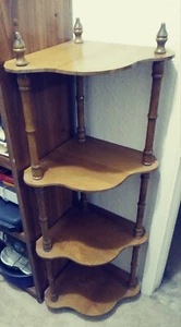 Vintage Beautiful 4-Tier Victorian Style Wooden Corner Shelf with Spindles - Picture 1 of 2