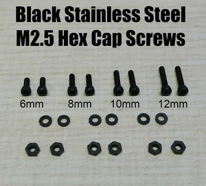 Black Phono Screw Kit M2.5 Hex Cap Stainless Steel for Cartridge Headshell 6-12 - Picture 1 of 2