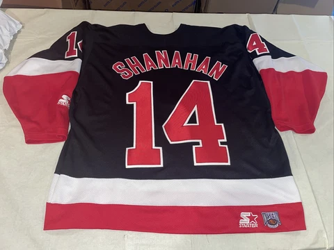 ￼￼brendan shanahan Detroit Red Wings Black Starter Jersey adult xl clean sewn Cover