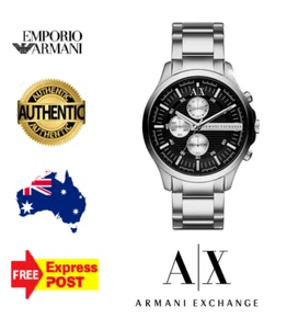 NEW EMPORIO ARMANI EXCHANGE HAMPTON CHRONO AX2152 SILVER/BLACK MENS QUARTZ WATCH - Picture 1 of 6