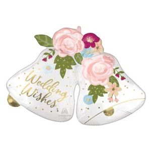 Wedding Party Supplies Wishes Satin Bells SuperShape Foil Balloon Engagement - Picture 1 of 1