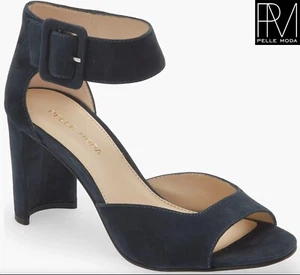 PELLE MODA NIB $170 VINNI ANKLE STRAP MIDNIGHT KID SUEDE LEATHER SANDAL. SZ 7.5M - Picture 1 of 10
