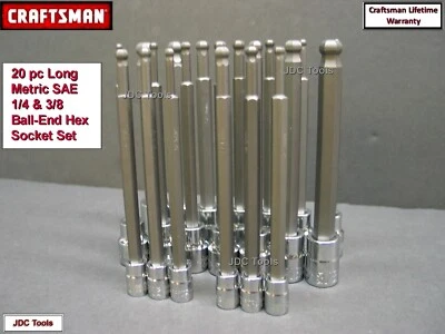 CRAFTSMAN HAND TOOLS 20 PC LONG METRIC SAE HEX ALLEN SOCKET WRENCH SET - Image 1 of 3