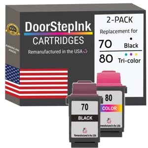 DoorStepInk Compatible Ink Cartridges for Lexmark #70 Black & #80 Tri-Color-USA - Picture 1 of 5