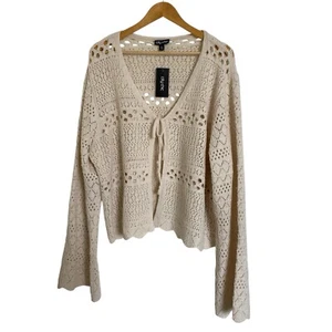 City Chic Top Crochet Love Size XL AU 22 Butter / Cream Colour Long Sleeve Boho - Picture 1 of 12