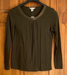 Women's NEW christopher & banks Long Sleeve Green Blouse - S - Picture 1 of 5
