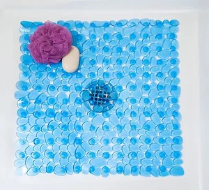 Tappetino Doccia 21"x21" River Rock PVC Vasca Massaggiante Trasparente Quadrato Nuovo - Foto 1 di 13