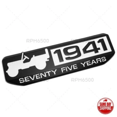 For Jeep Front Fender Door 75 TH Anniversary 1941 Logo Emblem Nameplate Badge Foto 1 de 4