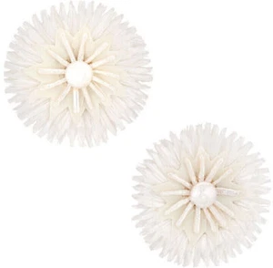 NEW WOMEN'S Ranjana Khan x Raffia & Freshwater Pearl Flower Clip-On Earrings - Picture 1 of 2