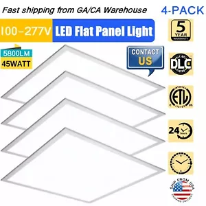4 Pack 2x2 LED Flat Panel Light 45W 0-10V Dimmable Drop Ceiling Lights, 100-277V - Picture 1 of 14