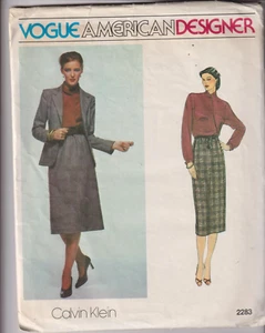 2283 VOGUE Calvin Klein - JACKET BLOUSE & SKIRT - Sz 8 B 31.5" - Picture 1 of 2