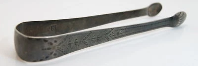 RARE 1786-1792 Samuel Godbehere & Edward Wigan Sterling Silver Sugar Tongs   - Image 1 of 4