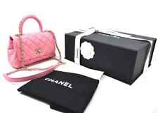 CHANEL Coco Handle Flap Bag Crossbody Pink AS2215 Purse Auth New XXS receipt