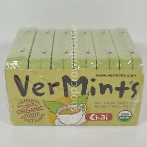 6 tins VerMints USDA Organic Pastilles Breath Mint Candy CHAI 1.41 oz 04/23/2027 - Picture 1 of 2
