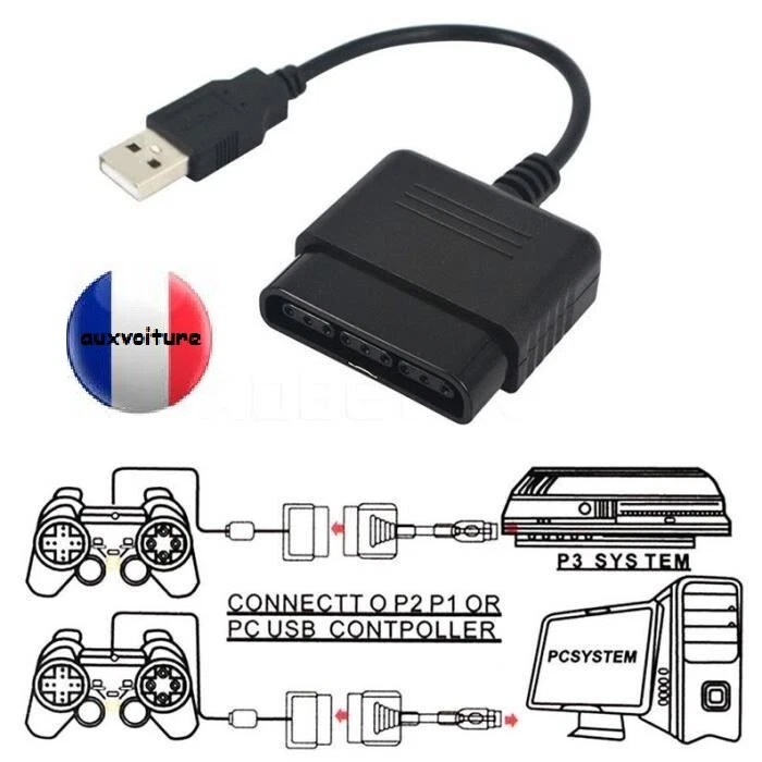 Adaptateur USB MANETTE PS1 PS2 POUR JOUER SUR VOTRE PS3 ET PC de france