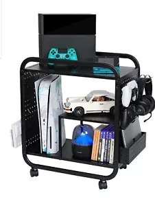 Gaming Storage Rack with Wheels, Game Console Organizer for PS5/PS4, Xbox, - Picture 1 of 9