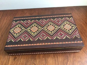 Wooden Trinket Wood Box Painted Designs Storage Box - Picture 1 of 11