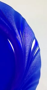 4 Duralex Vereco RIVAGE Cobalt Blue Swirl SALAD Plates 7 5/8" Vtg Set France NEW - Picture 1 of 12