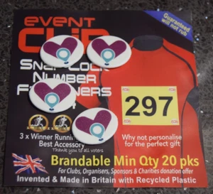 EventClips Running Clips SET 4 HEART SHAPE RECYCLED PLASTIC MARATHON - Picture 1 of 1