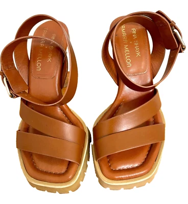 Tamara Mellon x Irina Shayk Sun Valley Terracotta Tan Leather Sandals 5.5  35.5 - Image 1 of 4