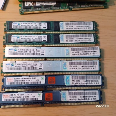 Lote 6X IBM SAMSUNG HYNIX ECC (4)8GB PC3-8500R y (2) 4GB PC3-10600R Servidor RAM Foto 1 de 4