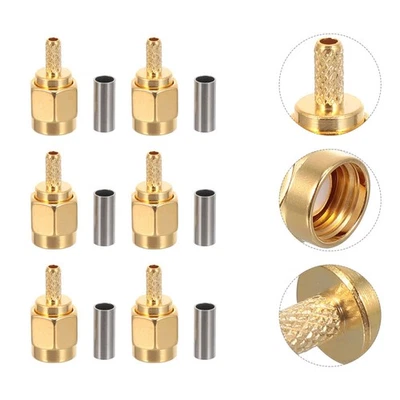 10pcs SMA Male Bulkhead Crimp Connector Coaxial Gold-Plating Adapter - Image 1 of 4
