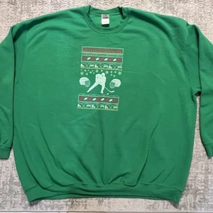 Felpa da hockey natalizia verde uomo Gildan taglia 5XL - Foto 1 di 6